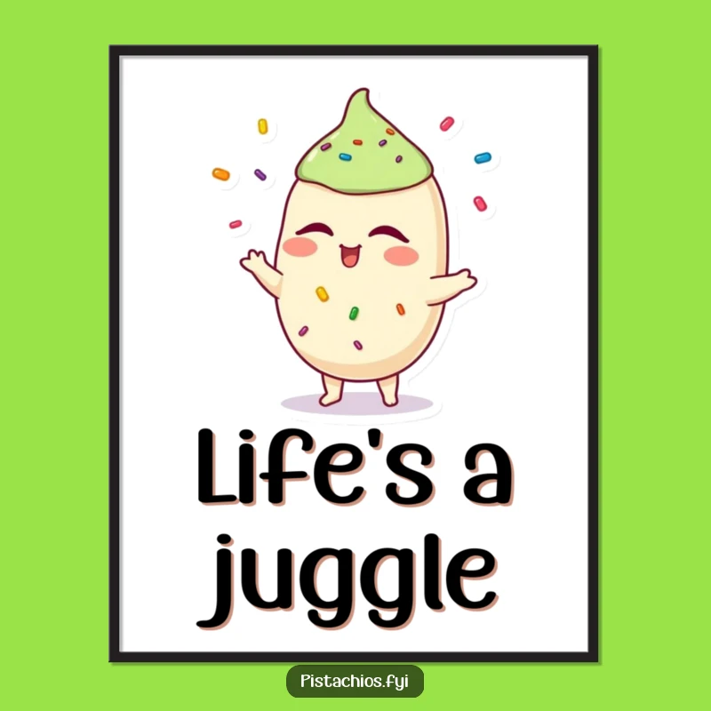 Funny Pistachio Juggling Poster: Playful Wall Art and a Hilarious Gift Idea!