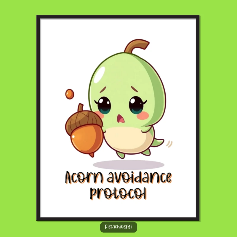 Funny Pistachio Poster: Surprised Acorn Dodge Art