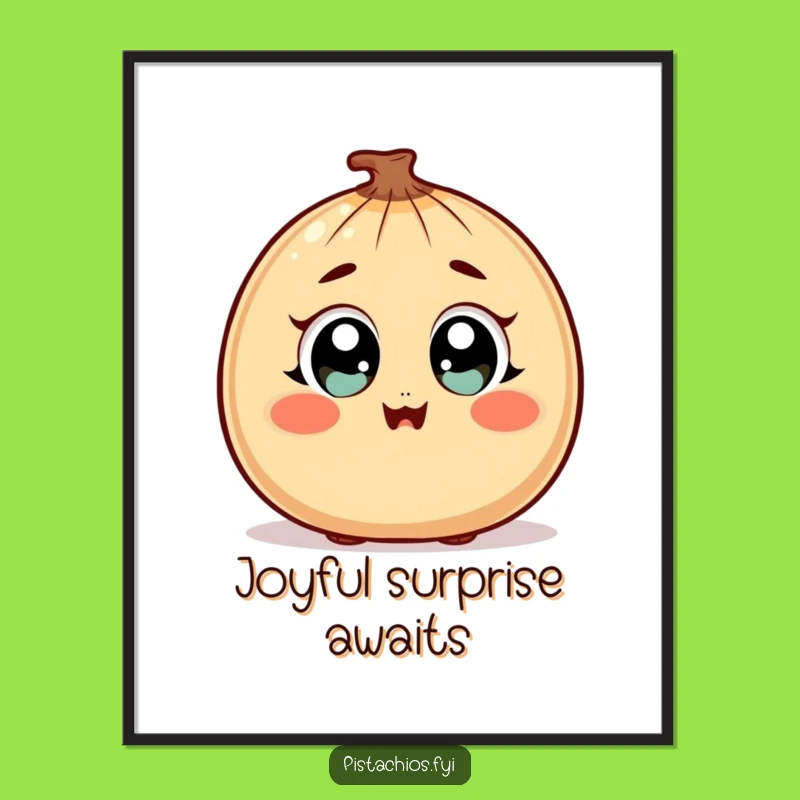 Funny Surprised Nut Poster: Wide-Eyed Wonder, Blushing Art, Humorous Decor