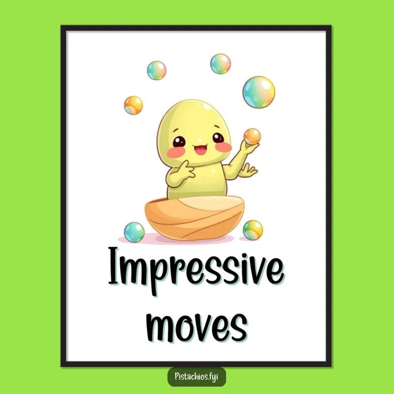 Funny Pistachio Juggling Poster - Hilarious Art for Skillful Spaces