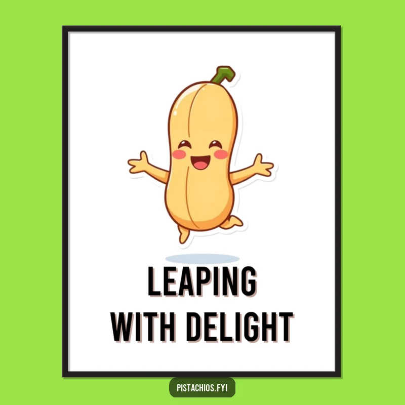 Funny Smiling Peanut Jump Poster - Joyful Cartoon Wall Art