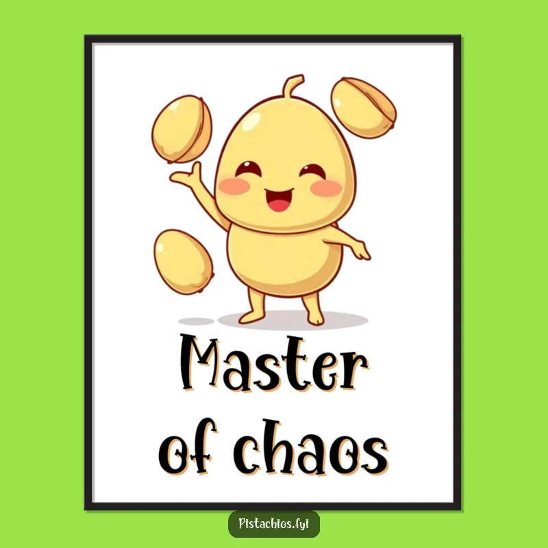 Funny Juggling Pistachio Poster - Smiling Character Art