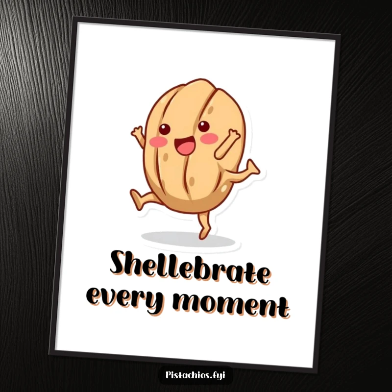 Funny poster artwork of an energetic walnut character mid-cartwheel with its shell intact, set against a vibrant background.