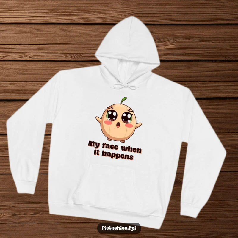 Funny Hoodie: A Surprised Brazil Nut Character with Wide Eyes, Showing Intense Shock and Amazement.