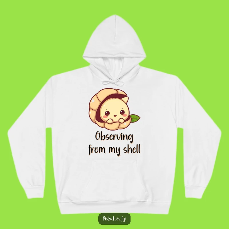 Funny Curious Pistachio Peeking Hoodie - Cozy & Intriguing Nutty Wear, Perfect Gift
