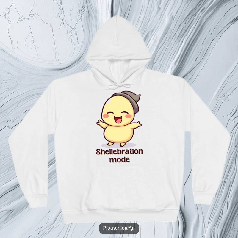 Funny hoodie depicting a winking cashew character performing a lively jig, perfect for those who love nutty humor and cozy comfort.