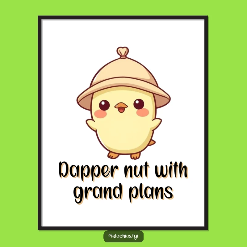 Funny Free Printable Wall Art: Hat-Wearing Pistachio Character for Quirky Downloadable Decor!