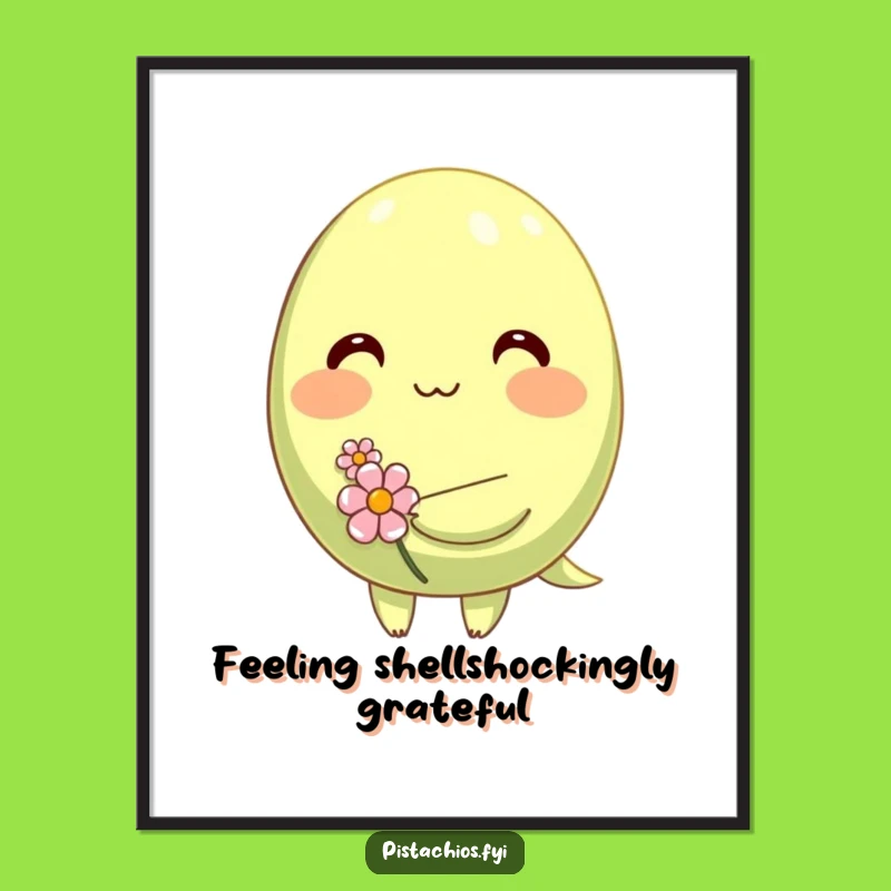 Free Printable Wall Art: Shy Pistachio Blushing Flower, Funny Downloadable Decor