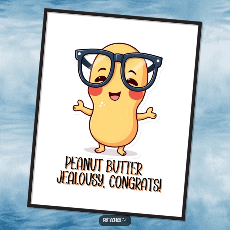 Funny Free Printable Wall Art: A giggling Peanut character with oversized glasses striking a wildly silly pose.