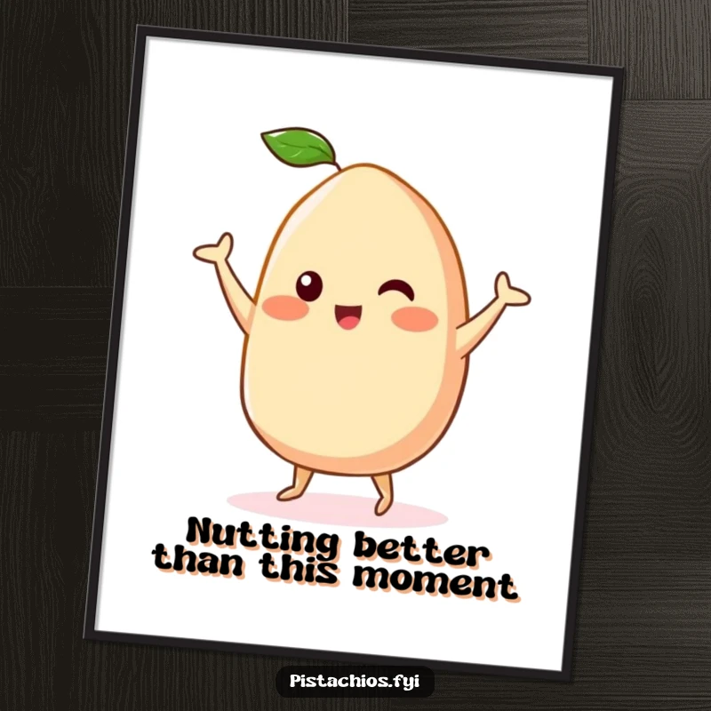 Funny Free Printable Wall Art: Kawaii Cashew doing a happy dance, adding energetic and joyful decor.