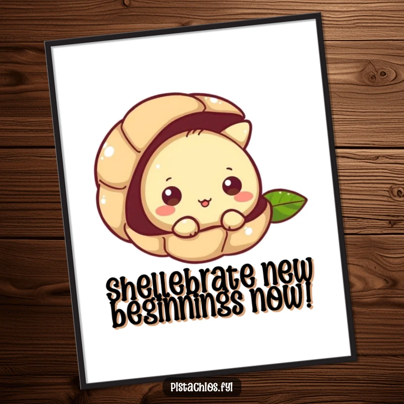 Funny Free Printable Wall Art: A charming pistachio character peeking inquisitively from its shell, adding a whimsical touch.