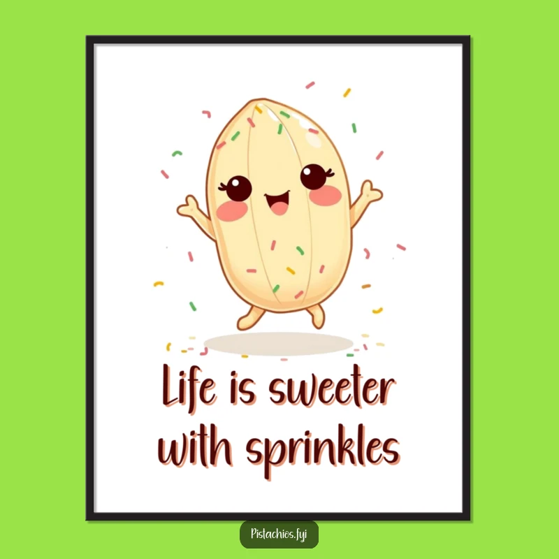 Funny Free Printable Wall Art: Dancing Pistachio with Sprinkles, Downloadable Humorous Decor