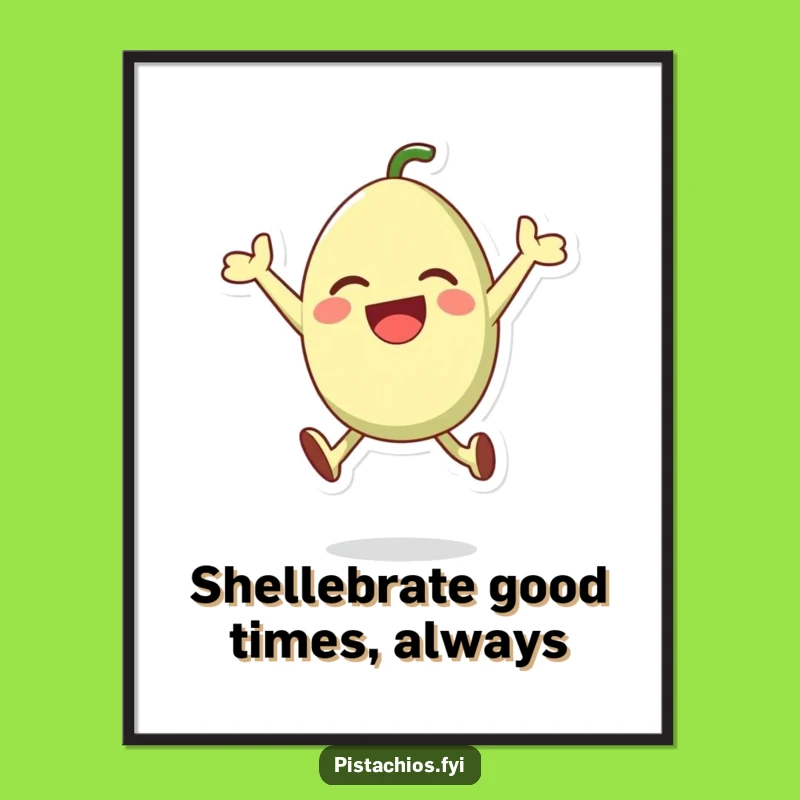 Funny Free Printable Wall Art: Energetic Pistachio Character - Downloadable Decor