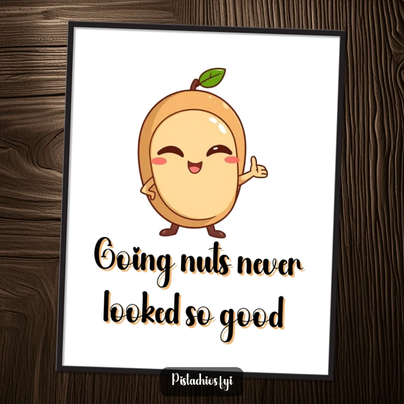 Funny Free Printable Wall Art featuring a winking nut character striking a confident, cool pose, adding humor to any room.
