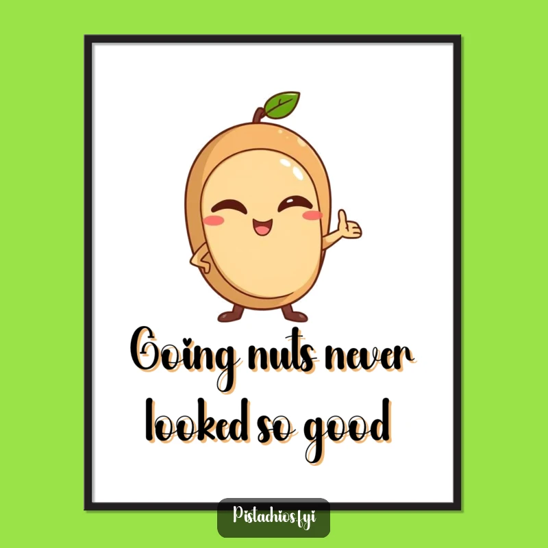 Funny Free Printable Wall Art: Winking Nut Character, Hilarious Humorous Downloadable Art