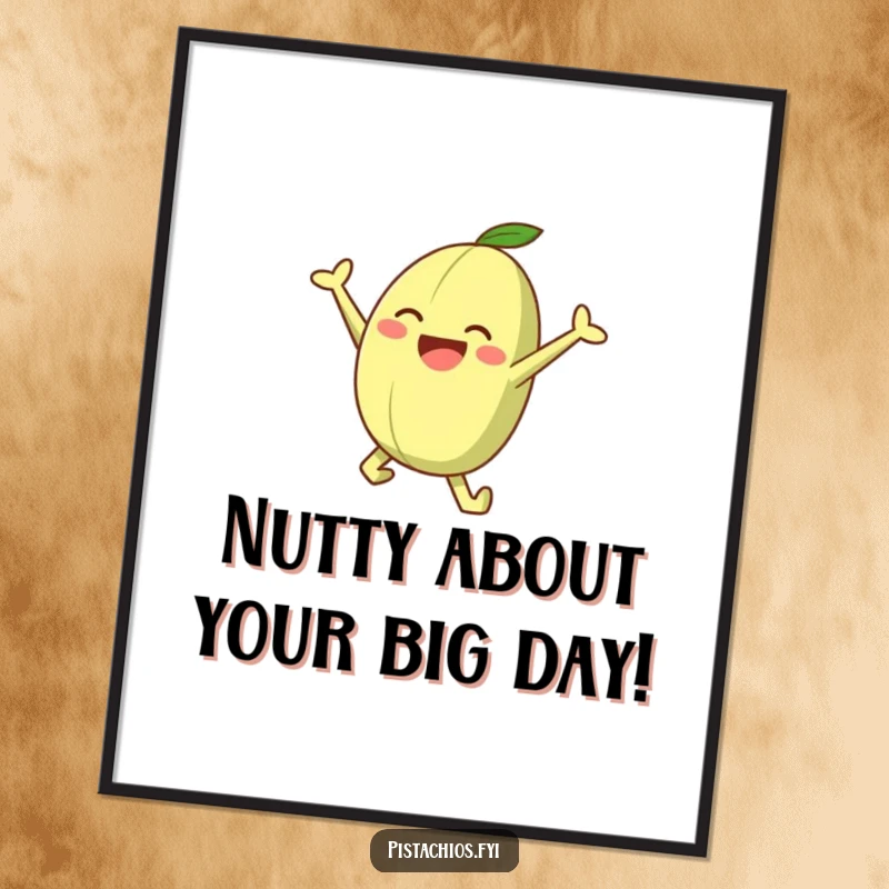 Funny Free Printable Wall Art: A joyful pistachio character captured mid-leap, adding dynamic energy and humor to any room.