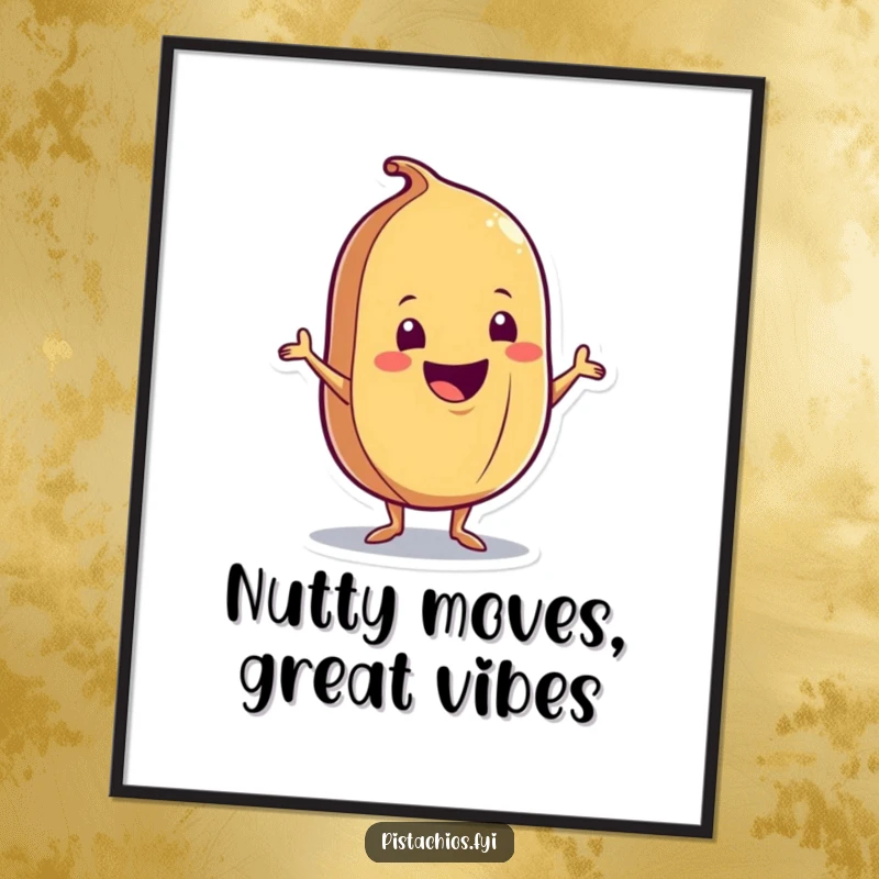Funny Free Printable Wall Art: A delighted nut character doing a joyful shimmy, adding downloadable cheer to your decor.