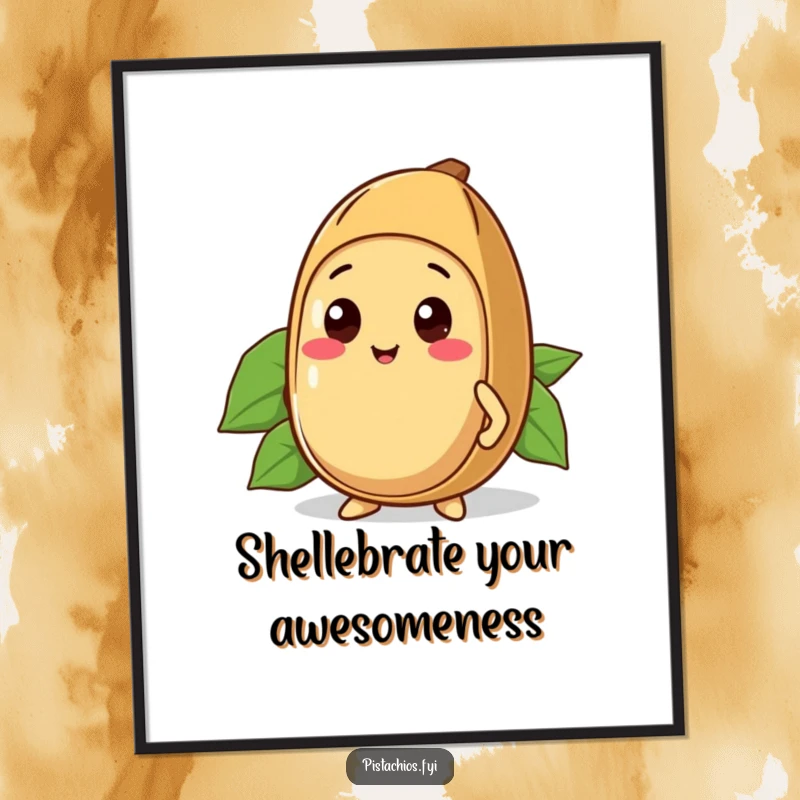 Funny Free Printable Kawaii Brazil Nut Wall Art: A proud kawaii Brazil nut stands strong in its shell.