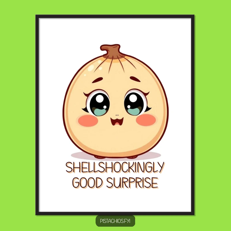 Funny Free Printable Wall Art: Surprised Nut Character, Joyful Humorous Downloadable Art