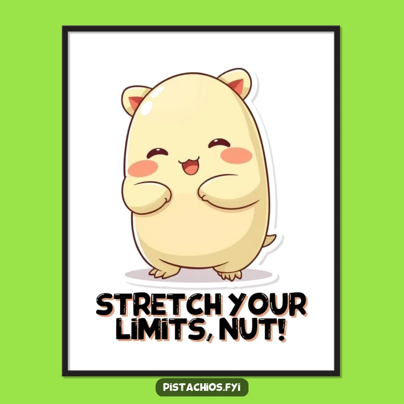Free Printable Wall Art: Chubby Pistachio Stretch, Funny Downloadable Decor