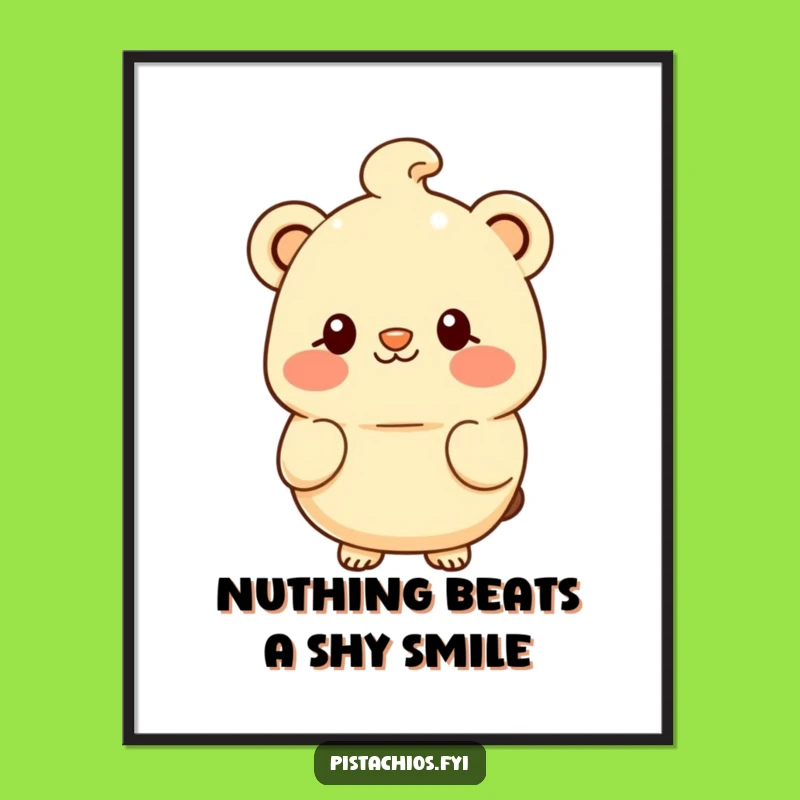 Sweet Free Printable Wall Art: Shy Macadamia Smile, Adorable Downloadable Decor for a Gentle Vibe