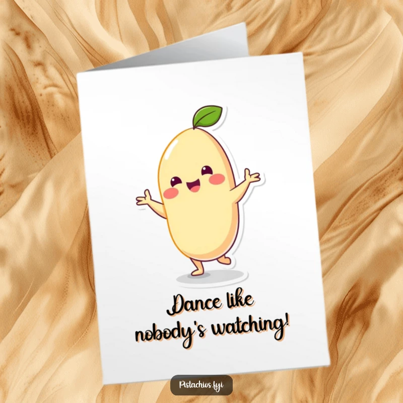 Funny Free Printable Birthday Card: Cheerful cashew doing a silly dance, spreading joy and laughter for an awesome downloadable gift.