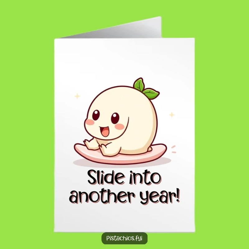 Free Printable Birthday Card: Sliding Pistachio, Funny Downloadable Birthday Fun