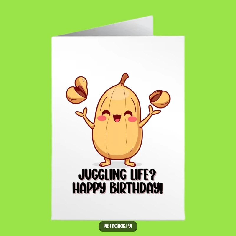 Free Printable Birthday Card: Playful Nut Juggling Funny Downloadable Gift