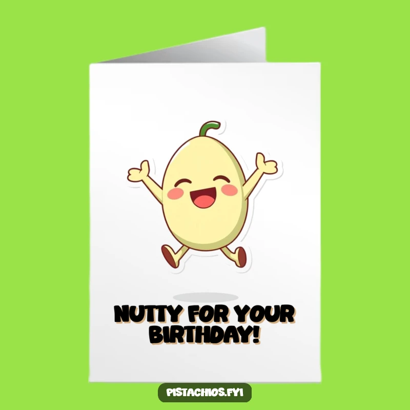 Free Printable Birthday Card: Happy Pistachio Jumping for Joy - Instant Download