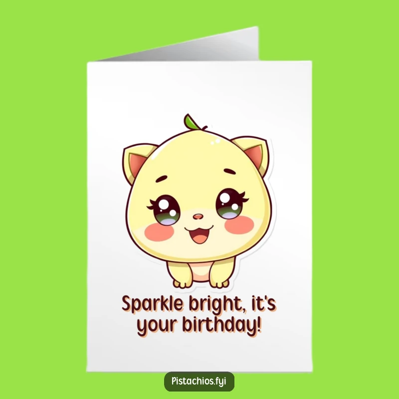 Free Printable Birthday Card: Sparkling Eyes Pistachio for a Joyful Funny Downloadable!