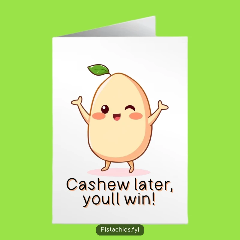 Free Printable Congrats Card: Dancing Kawaii Cashew, Celebrate with Downloadable Joy!