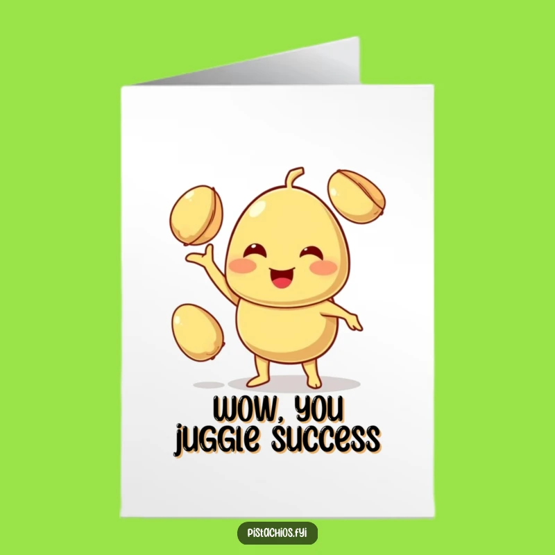 Free Printable Congrats Card: Juggling Pistachios - Funny Downloadable Celebration