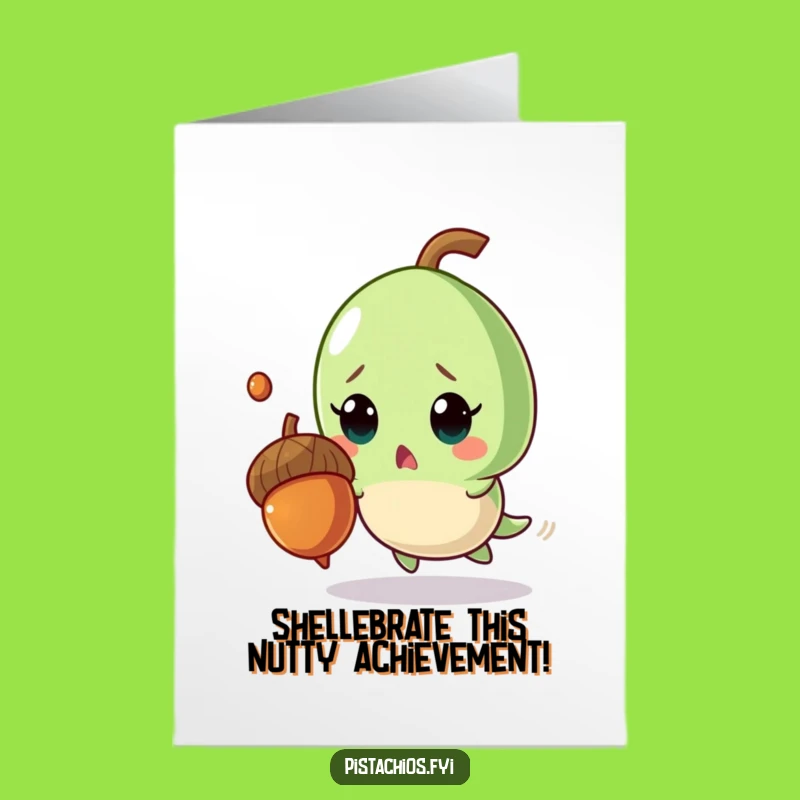 Free Printable Congrats Card: Surprised Pistachio Dodging Acorn, Funny Downloadable Greeting