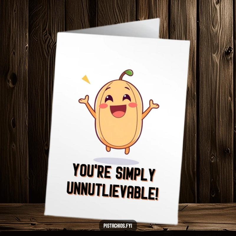 Funny Free Printable Nutty Congratulations Card, an excited nut jumps for joy, celebrating a fantastic achievement.