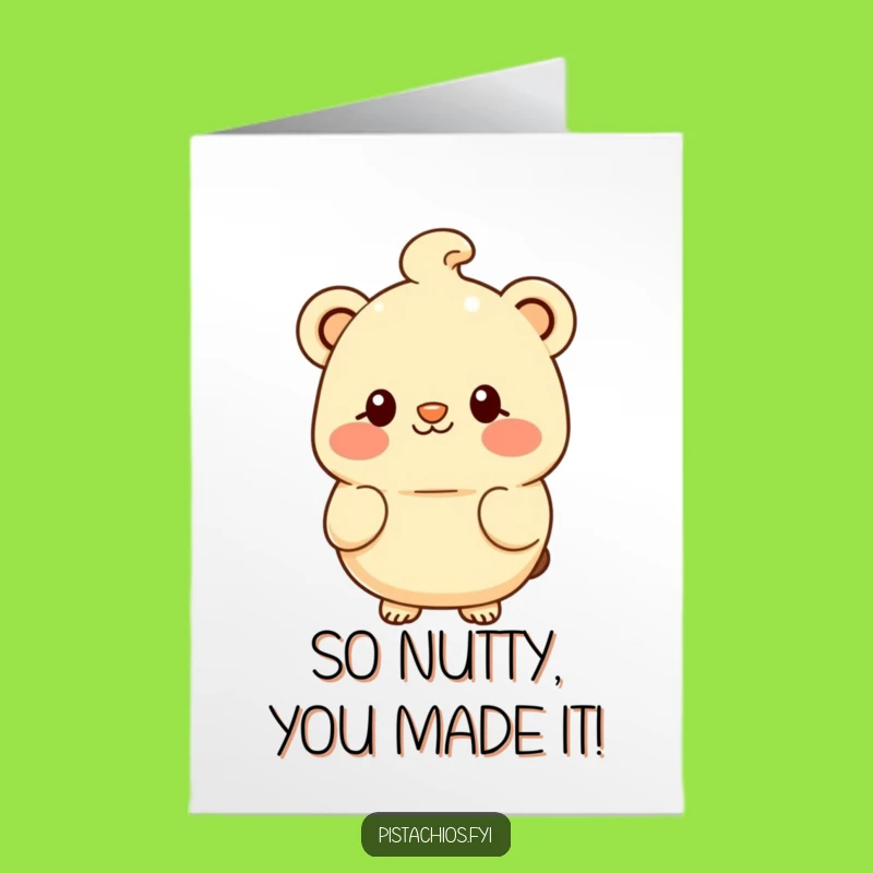 Free Printable Congrats Card: Shy Macadamia Smile, Adorable Downloadable for Your Success