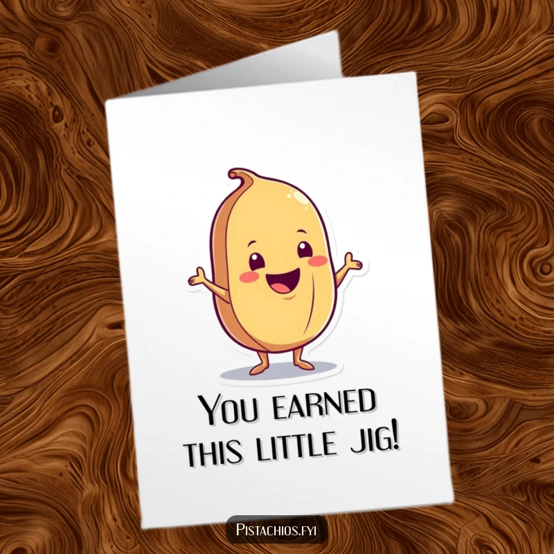 Funny Free Printable Congratulations Card: A delighted nut character doing a happy shimmy, celebrating success with downloadable humor.