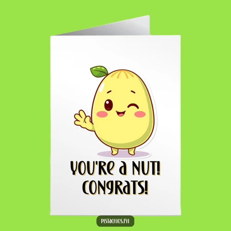 Free Printable Waving Pistachio Congratulations Card: Funny Downloadable Nutty Success Greeting