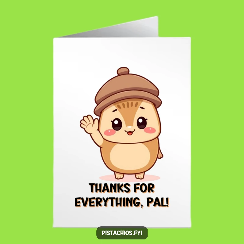 Free Printable Thank You Card: Cheerful Hazelnut - Hat Waving Gift
