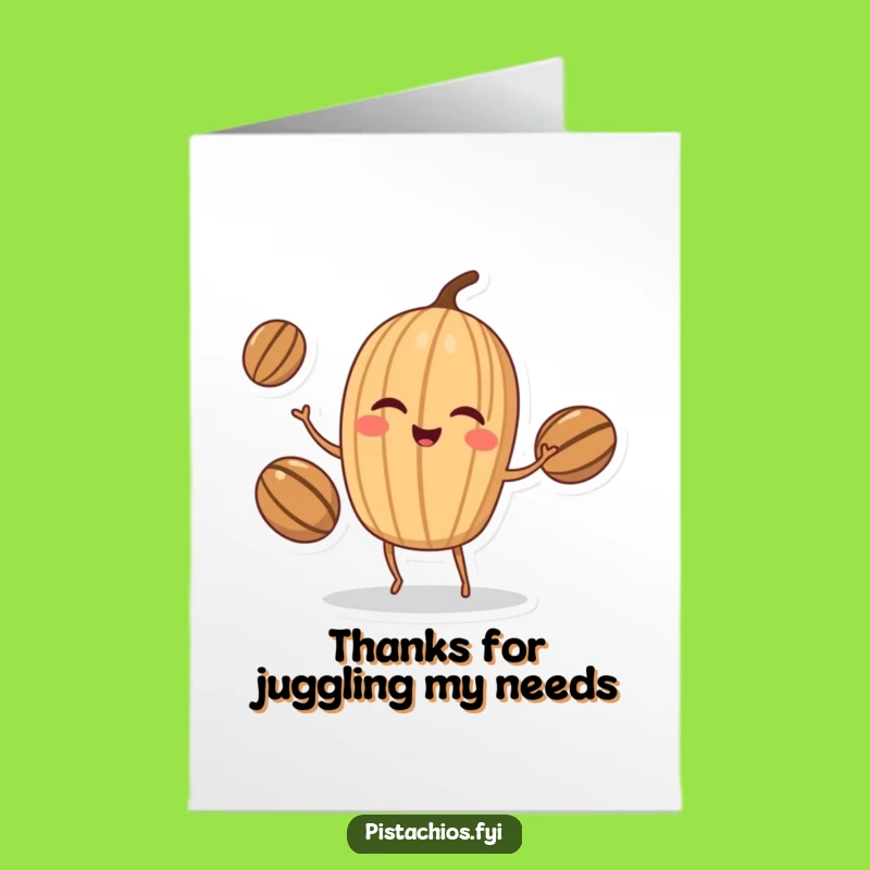Free Printable Thank You Card: Walnut Juggler Downloadable Gift for Thankful Tosses