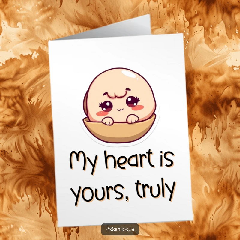 Funny Free Printable Thank You Card: A pistachio character with a sly wink emerging from its shell, a nod of thanks.