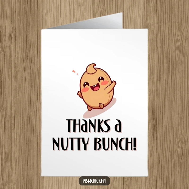 Funny Free Printable Thank You Card: Giggling hazelnut character happily rolling downhill, expressing thanks with glee.