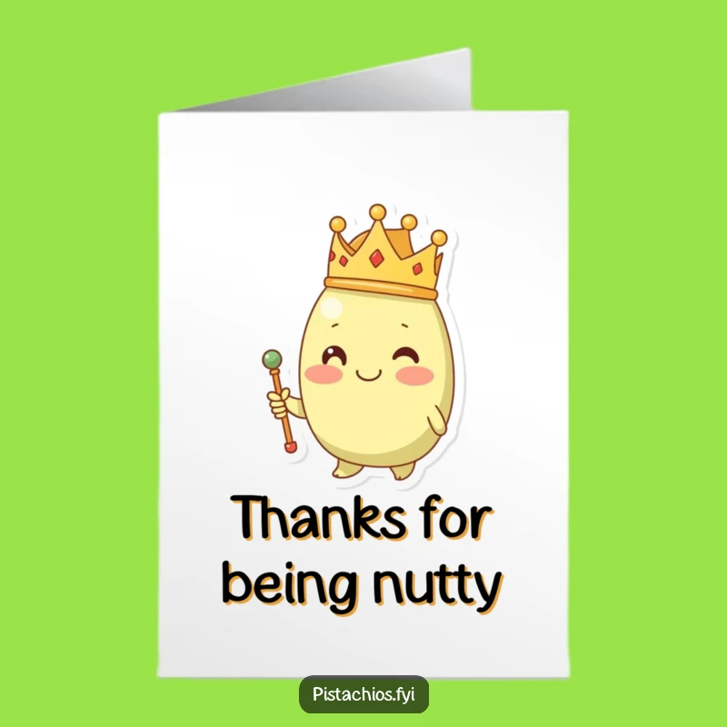 Free Printable Thank You Card: Grateful Pistachio King's Royal Thanks, Print at Home