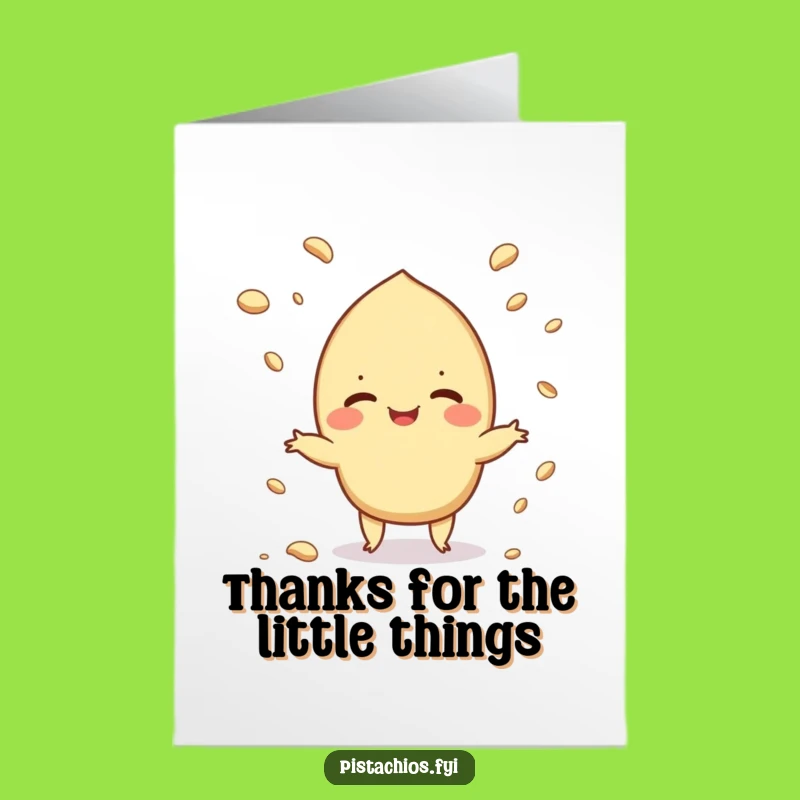 Free Printable Thank You Card: Juggling Pistachio's Thanks, Funny Downloadable Gift