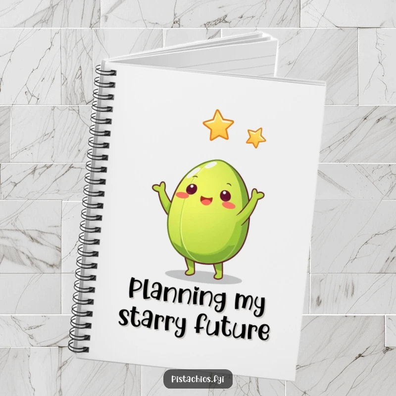 Funny Pistachio Nut Notebook: Pistachio nut character with reaching arms, ideal for writing funny notes and big dreams.