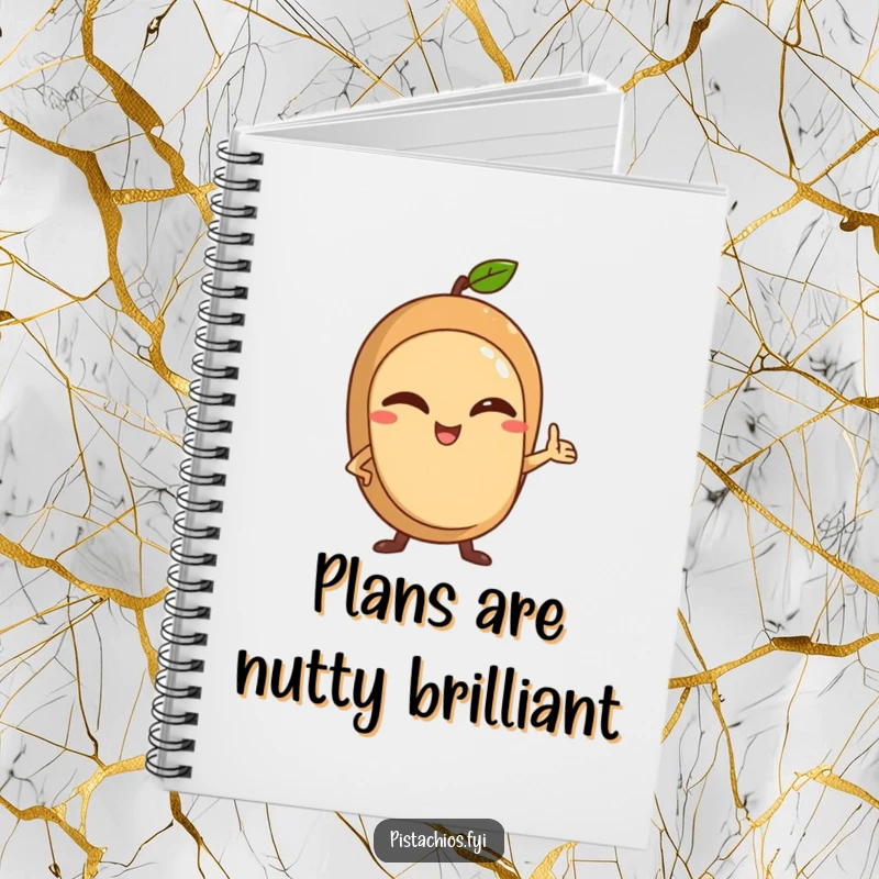 Funny Notebook featuring a winking nut character striking a confident pose, perfect for jotting down ideas humorously.