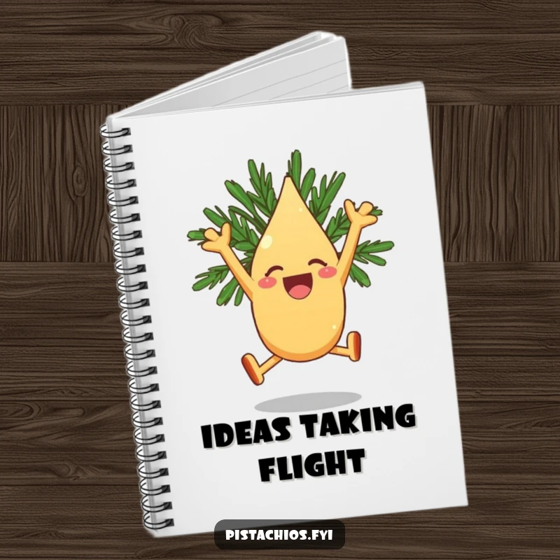 Funny Notebook: A Joyous Pine Nut Character Hilariously Leaping, Ready for Exuberant Ideas.