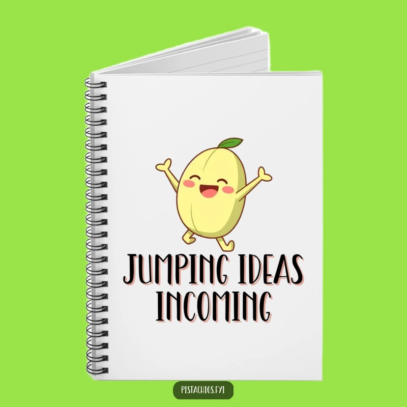 Funny Leaping Pistachio Character Notebook - Jot Down Ideas with Nutty Humor, Gift