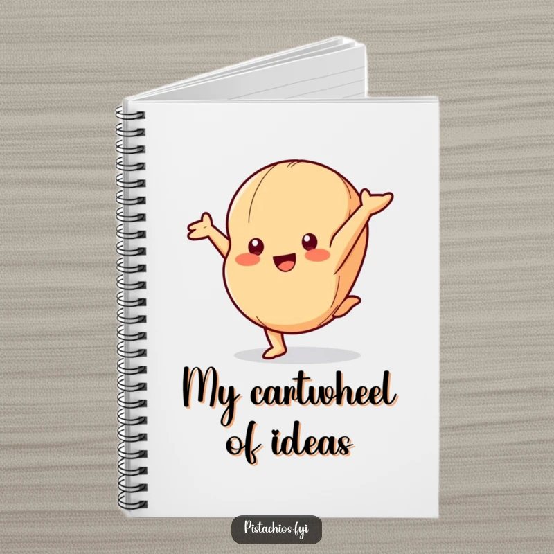 Funny Notebook: A Playful Macadamia Nut Character Hilariously Doing a Cartwheel, Ready for Ideas.