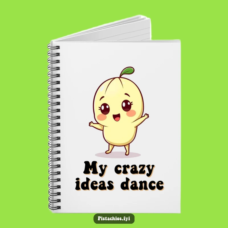 Funny Dancing Pistachio Journal - Cheerful Character Note Pad