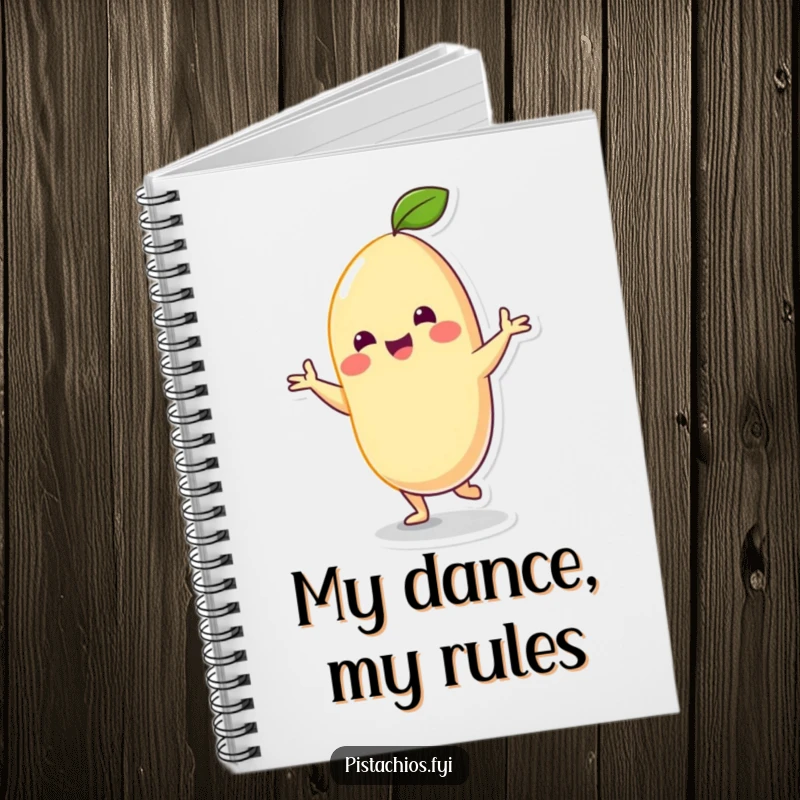 Funny Notebook: Cheerful cashew character in a silly dance pose, perfect for taking notes with a side of nutty, humorous inspiration.
